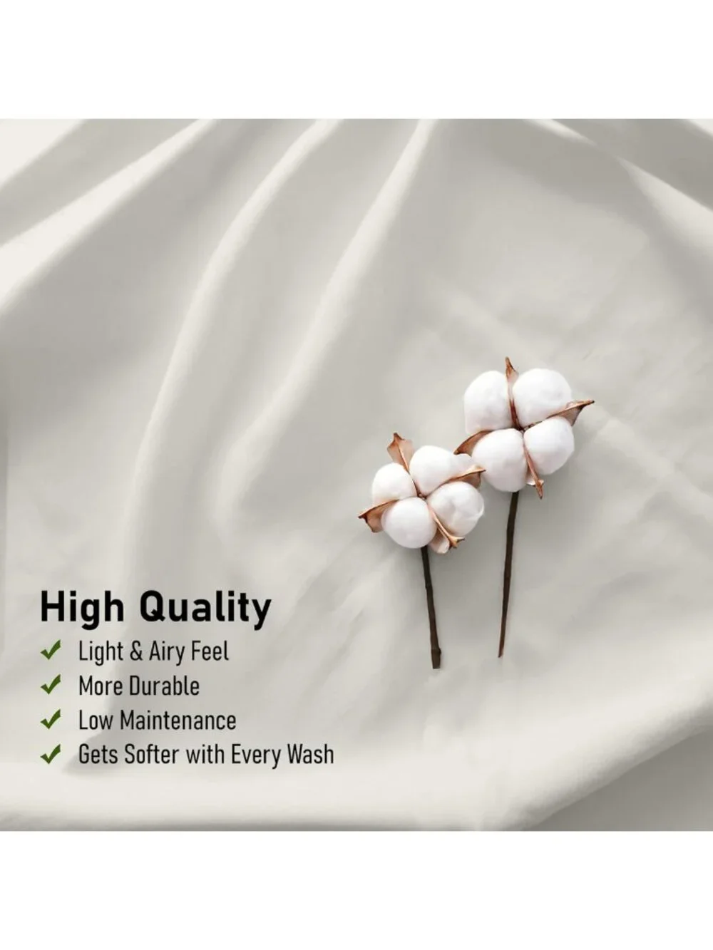 Queen Size 100% Cotton Percale Sheets Set - Ivory, Crisp Cooling, Deep Pocket 16